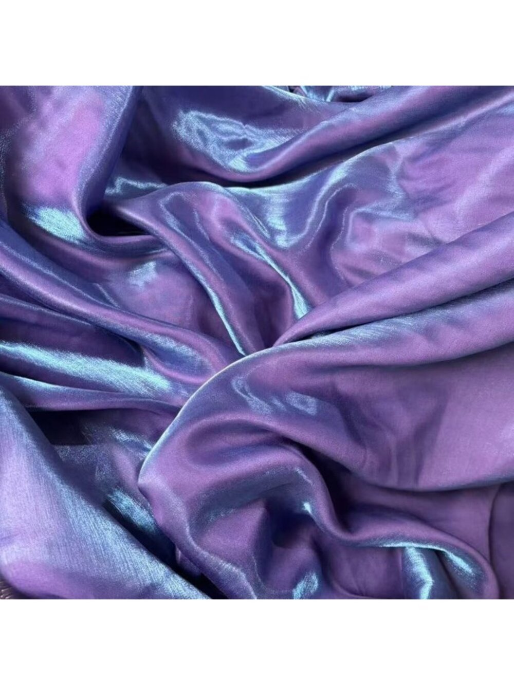 3 Yards Iridescent Purple Blue Satin Fabric - Soft Draping Material for DIY